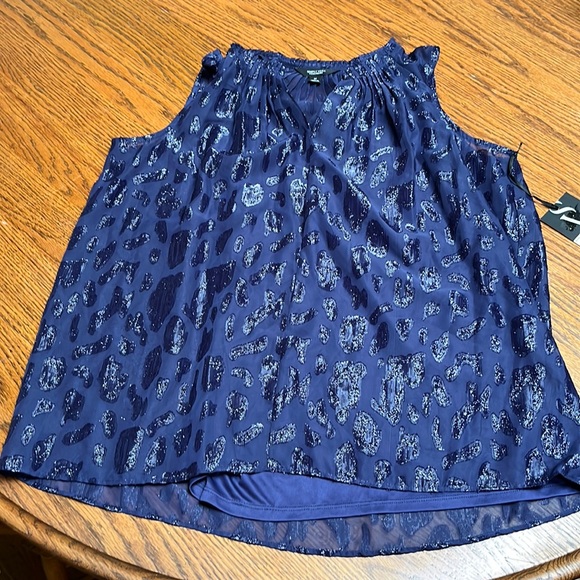 Simply Vera‎ Vera Wang Blue Patterned Blouse - Picture 1 of 7